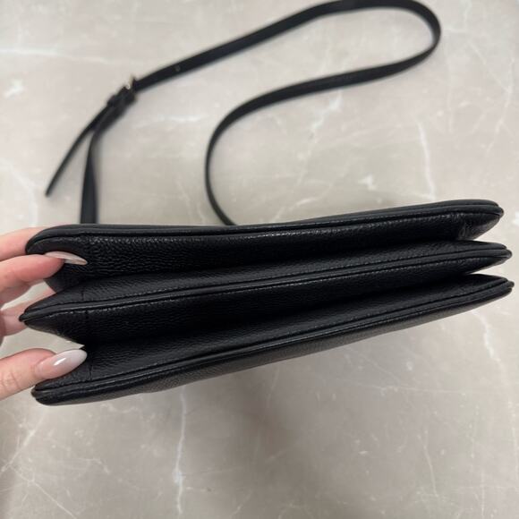 Kate Spade Leila Black Pebbled Leather Triple Gusset Adjustable Crossbody Bag - Picture 6 of 16